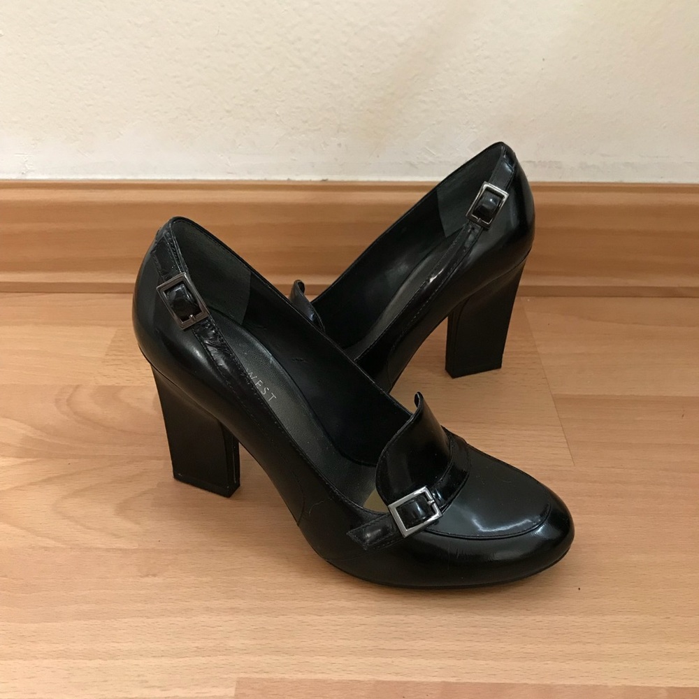 Black Nine West Closed Toe Heel with Strap Detail